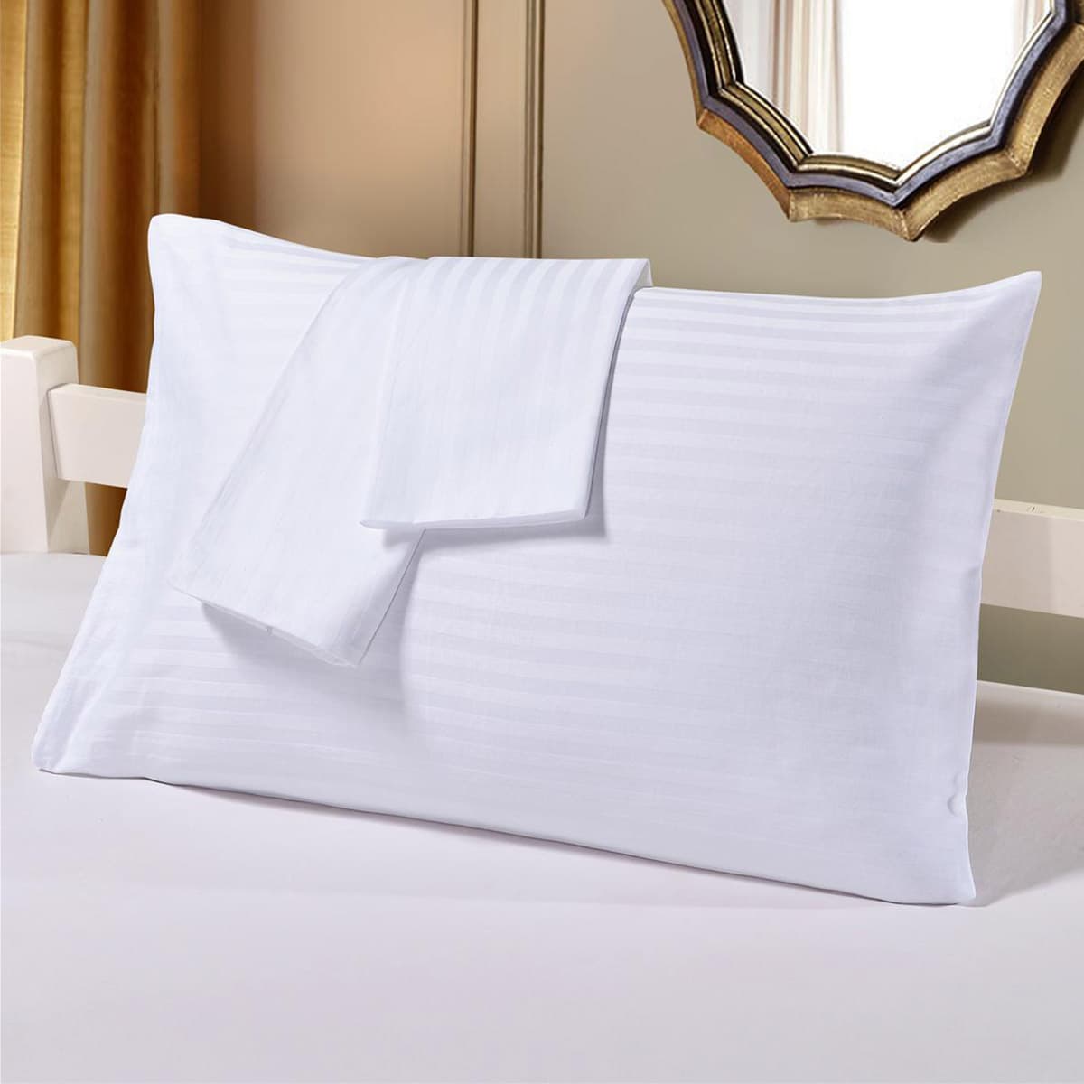 Saten Yollu Otel Yastık Kılıfı 120 Tel 50x70 cm
