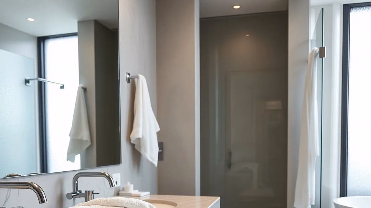 Otel banyosunda rulo havlular, bornoz, el havlusu ve paspas; İstanbul'da yeni açılan otel için tekstil listesi